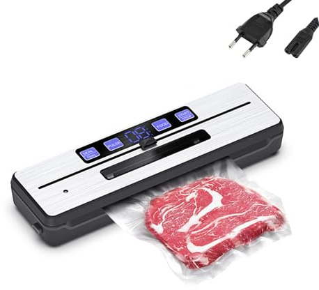 Vakuumförpackare, höghastighets- kontinuerlig vakuumförpackningsmaskin med dubbla värmetrådar, vakuumbehållare, perfekt för kök och restaurang matförvaring