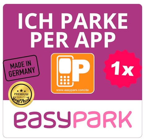 EASYPARK Easy Park ICH PARKE PER APP Hinterglasaufkleber – Parkvignette Sticker KFZ Aufkleber (5,7 x 5,7 cm) Vignette für Windschutzscheibe – App-Parken, Auto Innenaufkleber, Made in GERMANY (1)