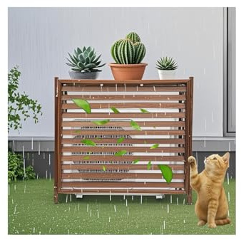 HUFIREHU Wooden Air Conditioning Cover Lattice Wooden Air Conditioner Frame Weatherproof Shutters Central Screen Air Conditioning Covers Outdoor Outdoor Condenser Protective Cover(100 * 43 * 94cm)