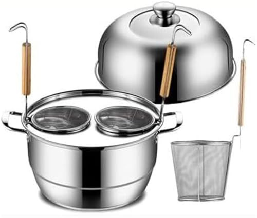 ZIUBMVDYC Cuocipasta con cestelli scolapasta, Set da 1 Pezzo con 2 Fori in Acciaio Inox for cuocipasta, Coperchio appendibile, Compatibile con Vari fornelli for Cucina Domestica, Cucina Commerciale