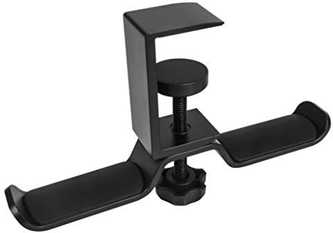 Mirweon Support mural en métal pour casque - Support rotatif double pour écouteurs - Support de bureau en alliage d'aluminium - Support rotatif pour casque
