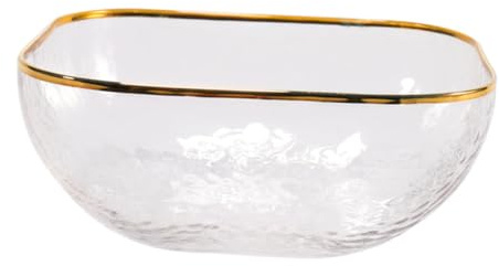 TOYZFRIENDY Saladier Verre avec Bord Doré Bol à Salade et Fruits Élégant pour Buffet Dessert et Service Quotidien