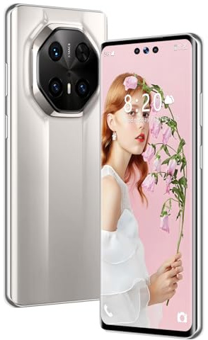 ULUCAN Mate70 RS Telefono cellulare sbloccato Android 15, smartphone con display da 7,3, 16 GB 1 TB, batteria da 8000 mAh, fotocamera da 72/108 MP, telefoni cellulari Dual Sim 5G,White-1TB