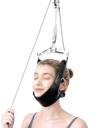 Ristpal Neck Stretcher Cervical, Portable Neck Stretcher Hammock Over Door for Neck Pain ReliefCervical Neck Traction Device for Home Use (Bright Black)