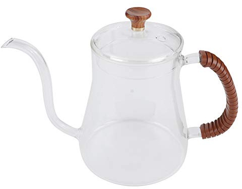 Bonbela Hervidor de agua de cristal con cuello de cisne grueso, 600 ml