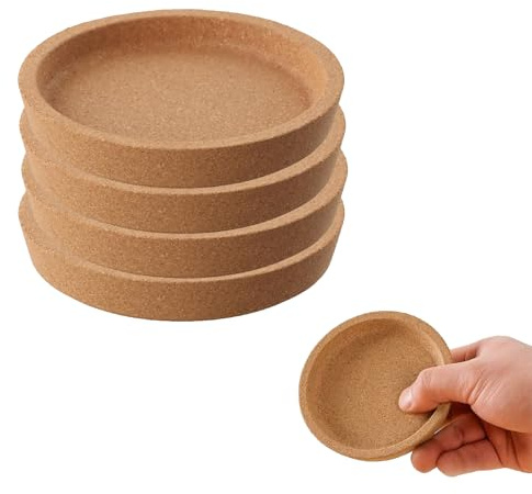 Bralucy 4 Stück Korkuntersetzer Rund, Untersetzer Gläser Mit Rille, Korkuntersetzer Rund 10 cm, rutschfest Hitzebeständige Hlasuntersetzer Für Gläser, Tassen, Küche, Büro