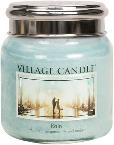 Village Candle - candela profumata fragranza pioggia fresca – barattolo grande in vetro – doppio stoppino – profumo di bergamotto giglio e ambra