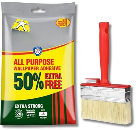 Wallpaper Paste Adhesive 3 Rolls with 50% Extra Free Bundled With Wallpaper Paste Brush Strong Wall Paper Paste for Easy Hanging