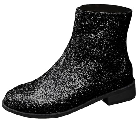 Stövletter dam stövlar ankelstövlar dam platt prickig tå glänsande stövlar mode casual sida dragkedja solid färg snygg ankel (tysk översättning) damkängor med klack