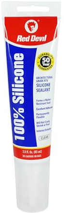 Red Devil 0820 100% Silicone Sealant Architectural Grade, 2.8 oz. Tube, Clear, 1 Pack