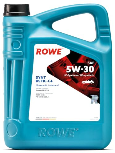ROWE HIGHTEC SYNT RS SAE 5W-30 HC-C4, 5 Liter, HC-Synthese-Motorenöl | HC-Synthese-Motoröl für Otto- und Dieselmotoren mit DPF & Turboaufladung, Art. Nr. 20121