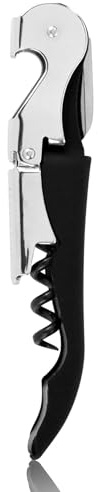 True Truetap Double Hinged Waiter's Corkscrew Wine Opener, Stainless Steel Wine Bottle Opener with Foil Cutter, Home Bar Tools, Bar Cart Accessories, Wedding Gifts, Set of 1, Black