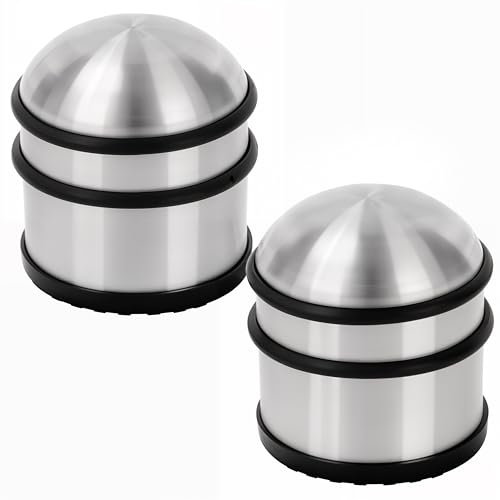 Belle Vous Metal Door Stoppers (2 Pack) - Heavy Duty Floor Door Stop Set for Home, School & Office Doors - Heavy Door Stop for Indoors - Anti-Slip Weighted Door Stops