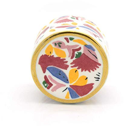 Colourful Hand Painted Cylinder and Hexagonal Ceramic Porcelain Cupboard Cabinet Drawer Door Knobs Handles Pulls (Red, Pink & White)