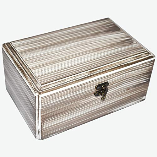 Antike, handgefertigte Holz-Urnen-Gravur, handgeschnitzte Schmuckschatulle für Damen und Herren | dekorative Boxen | Aufbewahrung & Organizer (22,9 x 15,2 x 11,4 cm, Teak-Weiß)