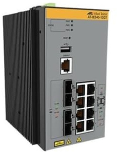 Allied Telesis AT-IE340-12GP-80 | 8 x 10/100/1000T PoE, 4x 100/1000X SFP, -40°C to 75°C, DIN Rail, DC external PSU Not Included