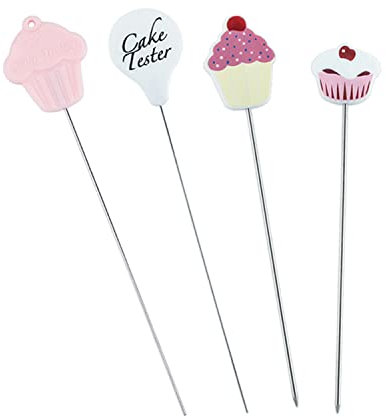 Denxahao Kuchen Tester Nadel Weihnachten Kuchentester Nadeln Edelstahl Wiederverwendbare Kuchentester Nadeln für Küchen Hause Bäckerei Muffin Cupcake Backen Kochen Brot Werkzeuge (4pcs)