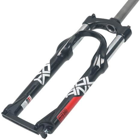 LHHL Mountain Bike Front Fork 24 Inch Travel 100mm MTB Air Suspension Fork Manual Lockout Bike Suspension Fork 1-1/8 Straight Tube QR 9mm