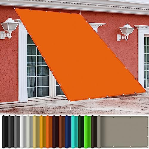 Sonnensegel Wasserdicht Sonnenschutz 4 x 7 m Mit Ösen Und Kordel Sonnenschutz Markise für Außenbereich Balkon und Garten Sonnenschutzsege, Orange