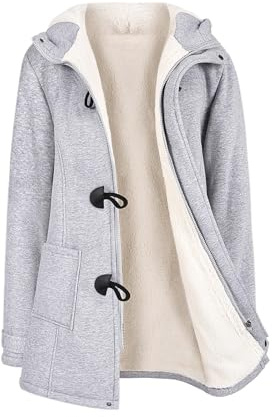 Nadeer Manteaux à Capuche Femmes Manteau Polaire Veste Blouson Jacket à Bouton Hiver Chaud Corne Zippé Sweat à capuche Épais Hoodie Coat Chic et Slim Sweatshirt Pull Hooded Outwear avec Poche
