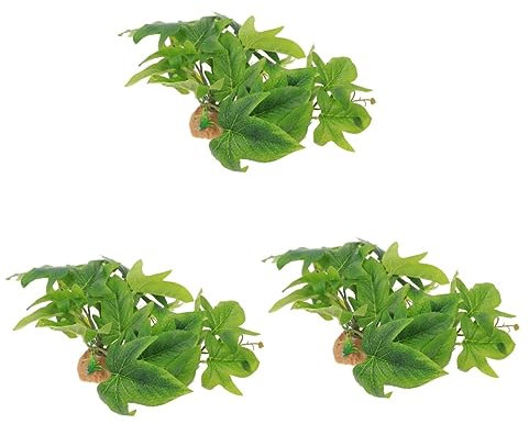 POPETPOP 3 Stücke Künstliche Pflanze Für Reptilien Tank Dekorative Aquarium Höhle Dekoration Chamäleon Gecko Zubehör