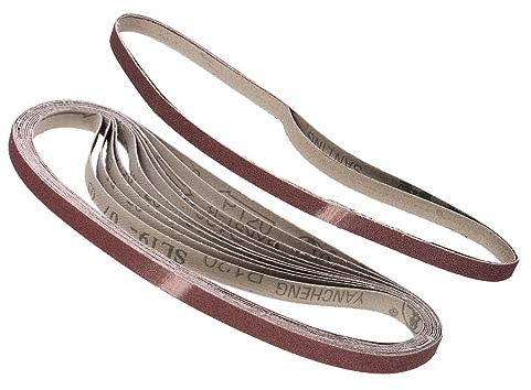 Kozelo 12pcs Sanding Belts - [ 9mm x 533mm, 120 Grit ] Sandpaper Belt Strip Sander Paper for Wood Paint Sanding Metal Polishing