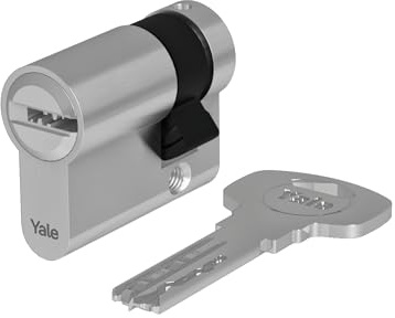 Yale 2000 Serie Europrofil-Zylinder Halbzylinder 30/10 mm Satin Nickel: Maximaler Schutz, inkl. 5 Schlüssel und Sicherheitskarte