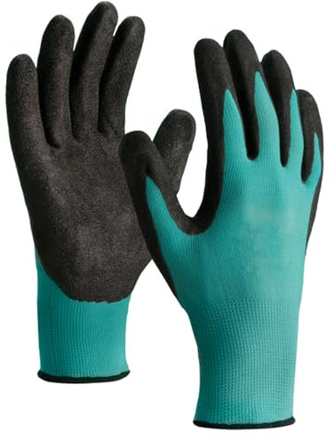 ALMERICORP - Guante de Trabajo Nitrilo Foam Hilo Continuo Verdes, Palma Arenosa - Varias Tallas (Bolsa Individual) (Talla 7)