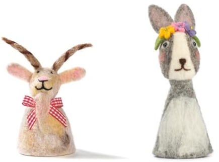 LK Trend & Style Eierwärmer aus Filz - Doppelset für das Paar liebevolle Tiere (Hase + Ziege) hübsche Tischdeko