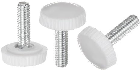 QUARKZMAN 20pz Manopole Zigrinate con Filettatura Maschio M4 x 16mm, Vite a Manopola Pomelli di Bloccaggio con Maniglia in Plastica e Asta Filettata, Bianco