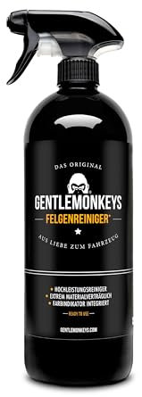 GENTLEMONKEYS Felgenreiniger (1000ml) • Profi Felgenpflege für Alu- & Stahlfelgen • Felgen-Reiniger für Auto & Motorrad • Kraftvolle Reinigung & Pflege für Sommer-/Winterreifen