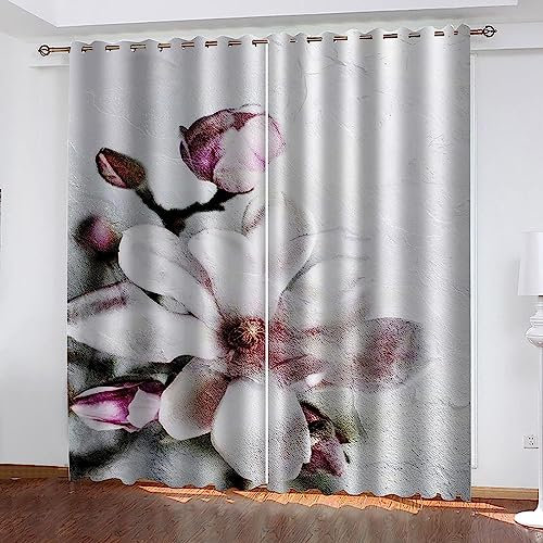 Generic Verdunkelungsvorhänge Kräuselband Aquarell Rosa Blumen Set Kindergardinen Mädchen Verdunkelungsvorhänge Mit Ösen Blickdichter Kinderzimmer Schlafzim