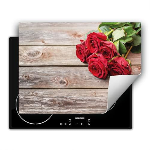 DarHaus Copri piano cottura induzione 80x52 cm copertura per piano cottura vinile - Rose - legno