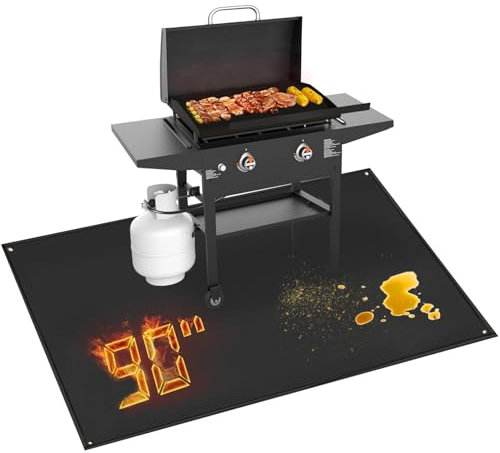 TOHONFOO Grillmatte, 228,6 x 121,9 cm, kompatibel mit Blackstone 71,1 cm und 91,4 cm Grillplatten, feuerfeste Grillmatten zum Schutz der Terrasse, Pflastersteine, Grillmatte, kompatibel mit Blackstone