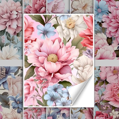 GRAZDesign Fliesenaufkleber Bad & Küche Blumen Muster in rosa, Klebefliesen selbstklebend - 20x25cm / 20 Stück