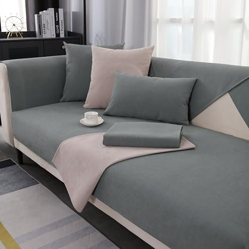 GRUYWC Funda de sofá de chenilla, antideslizante, funda para sofá de perro y gato, 1/2/3/4 plazas, para sofá seccional en forma U / L
