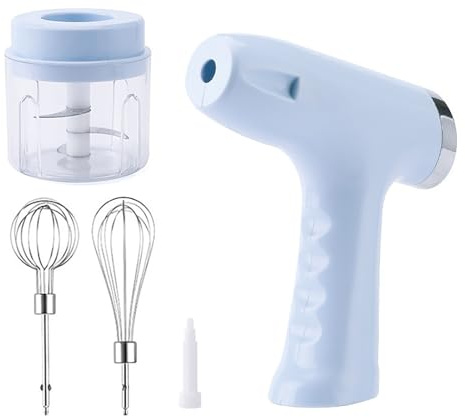 KEAOZVFE Batteur à Oeufs à Main sans Fil, Cuisine dans la boîte, mélangeur à Main électrique Portable à 5 Vitesses avec batteurs, fouets, Fonctions Multiples pour Le Beurre, la crème(Blue)