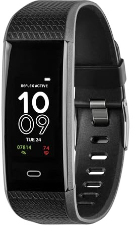 Reflex Active Séries 35 Bracelet Connecté Fitness Tracker d'activité avec fréquence cardiaque, moniteur de sommeil, compteur de pas, en silicone noir IP67 pour iOS Android