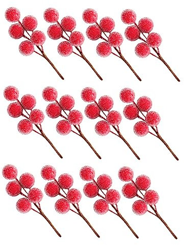 CORHAD 12pcs Weihnachten Berry Dekorationen Künstliche Red Berry Blume Zweige Hause Für Kunst Handwerk