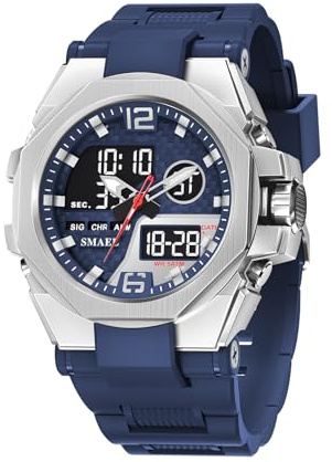 GBB Orologio militare da uomo, analogico, digitale, impermeabile, sportivo, tattico, per attività all'aperto, con retroilluminazione, funzione giorno, data, sveglia LED, cronometro