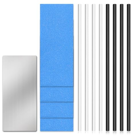 8st Snowboard Reparationssats, 6mm Reparation av Snowboardbas P-Tex Basfyllmedel med 4 Struktursandpapper 1 Skrapa Ptex Skidreparationssats för att Skydda Skidor och Snowboard(Svartvitt)
