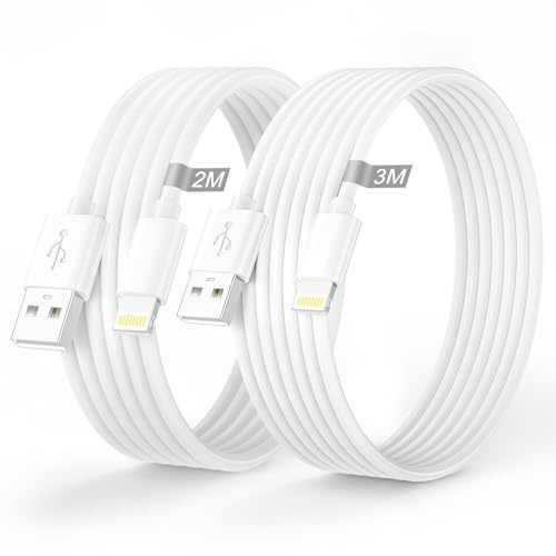 Cavo iPhone Originale Apple Certificato MFi, Cavo Lightning 2M+3M 2Pack, Cavetto iPhone Cavi Ricarica i-Phone Cavi Caricatore i-Phone Filo Cavi USB per iPhone 14 13 12 11 Pro Max XS XR X 8 7 6 SE iPad