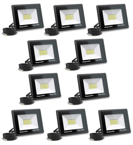 Wegoodlife 10 Stücke 20W LED Strahler Außen, Superhell 1510LM Wandleuchte, 3000K Warmweiß Aussenstrahler, IP66 Wasserdicht Flutlicht, Scheinwerfer für Hinterhof Auffahrt Garage Sportplatz Flur Garten