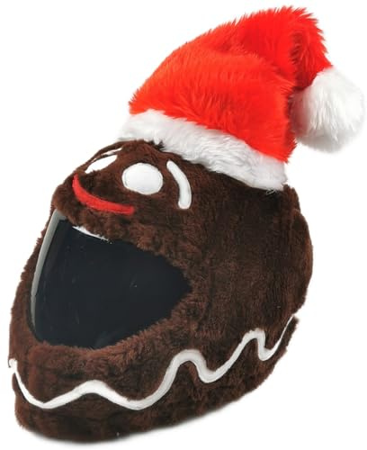 FunnyRiders Motorradhelm Überzug Plüsch - Lustiger Helmüberzug Motorrad | Lebkuchenmann Helm Cover - originelles Geschenk für Motorradfahrer, auch für Skihelm & Fahrradhelm, schützt vor Staub