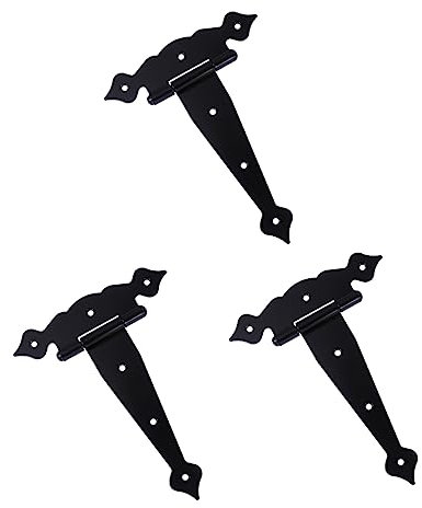 Homoyoyo Lot De 3 Charnières Décoratives En Forme De T Peintes En Noir 20 Cm Pour Clôtures Et Portails En Bois