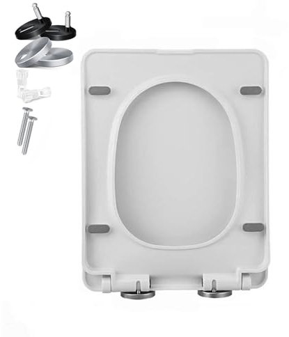 Abattant WC carré blanc avec système de libération rapide et fixation supérieure facile à nettoyer Installation facile 06A