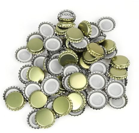 100 st/lot Kapsyler 26mm ölflaskkapsyl Guld/silver/svart säl Kapsyler kapsyler for öl for hembryggning(Gold)