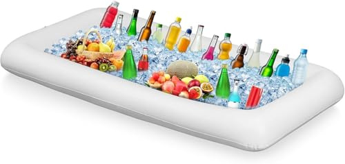 Aufblasbarer Getränkehalter,Pool Getränkehalter Schwimmend, Floating Coasters Getränkehalter Pool, Stabile Struktur für Pool, Halterung für Getränke, Snacks und Smartphone (weiß)