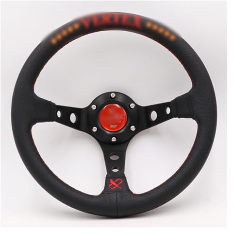Volante da Corsa Ruote dello sterzo sportivo della deriva del ricamo di cuoio genuino da 13 pollici / 320mm(Red)