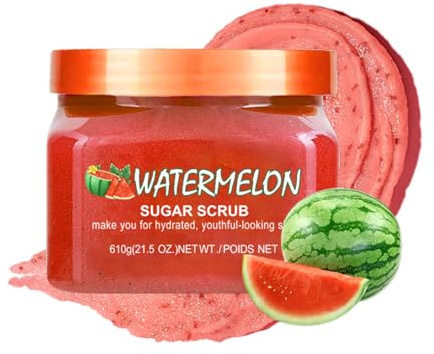 Exfoliating Body Scrub - Sugar Scrub for Women – Spa Quality Exfoliator with Watermelon Extract, Moisturizer - Anti Oxidation Body Care, UV Defence & Glowing Skin Self Care